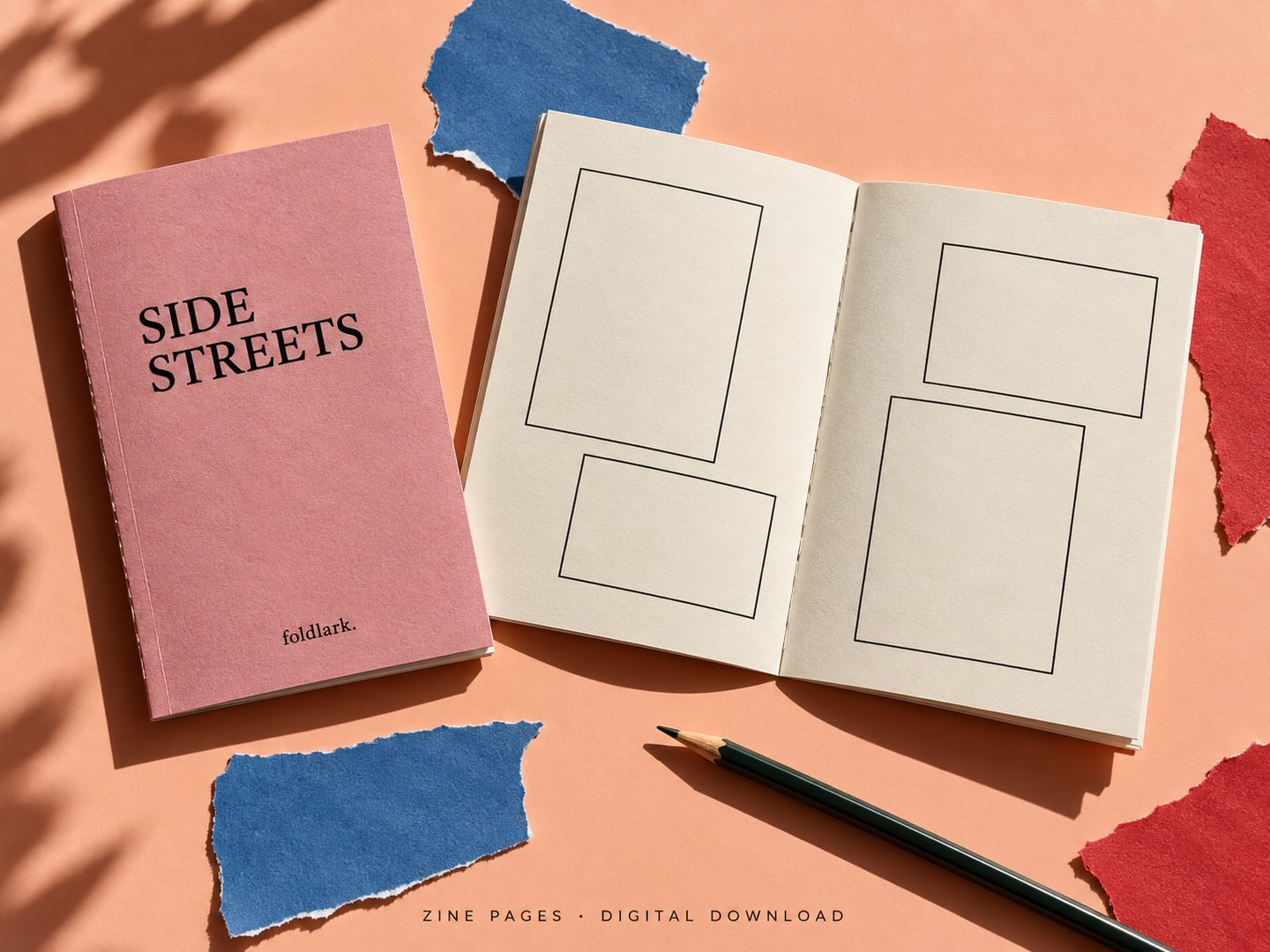 Illustrative making scene for Side Streets Zine Kit
