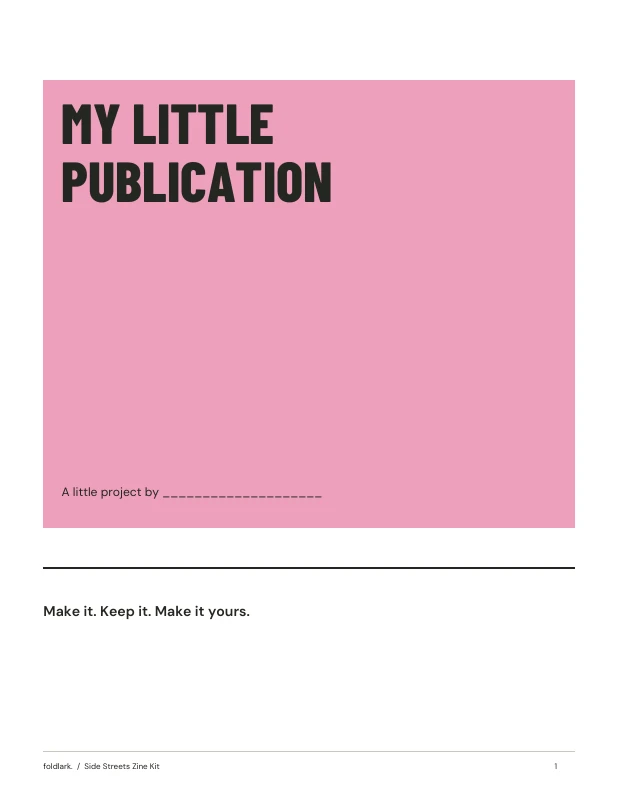 Side Streets Zine Kit