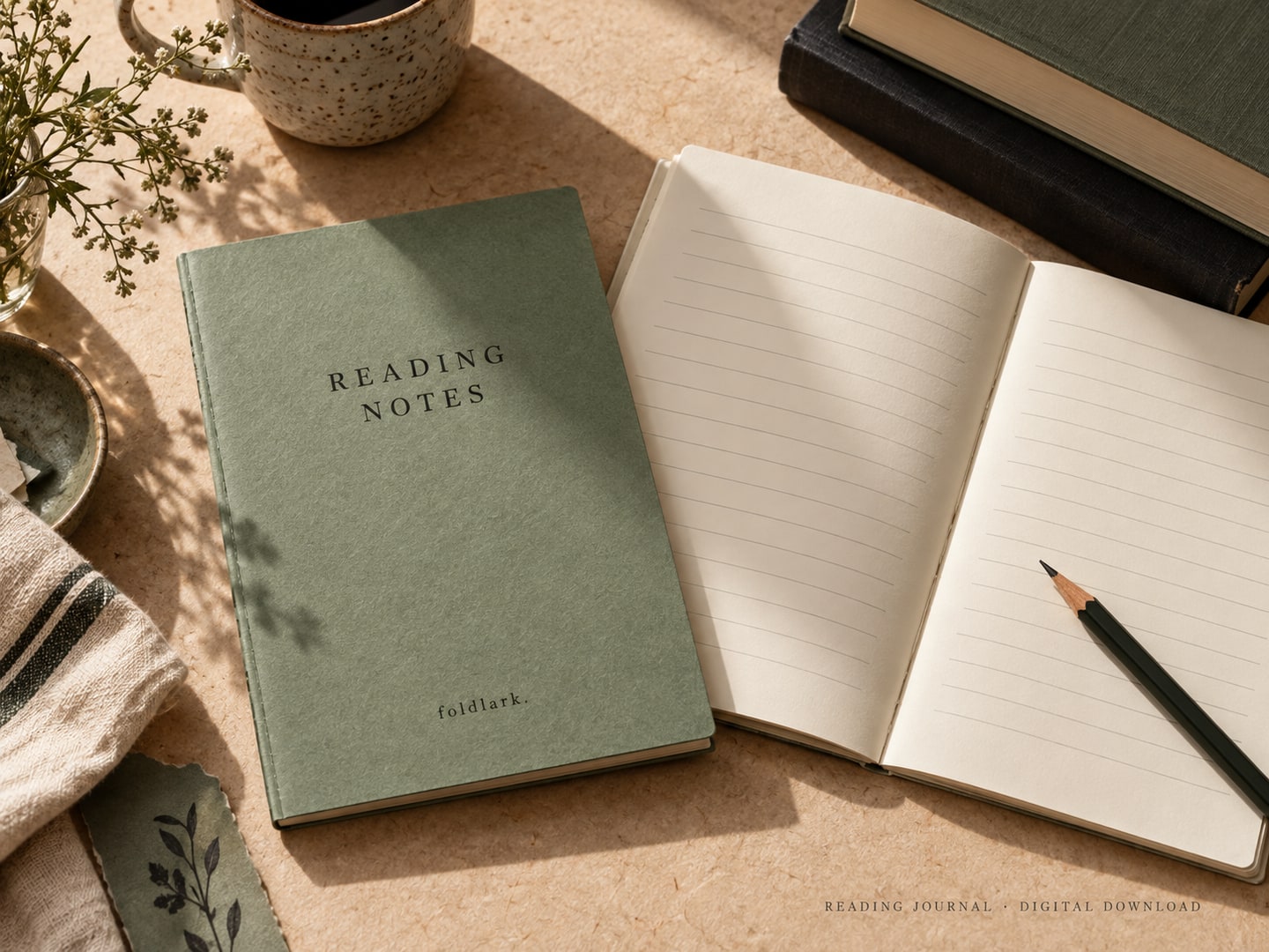 Illustrative making scene for Reading Notes Journal Kit